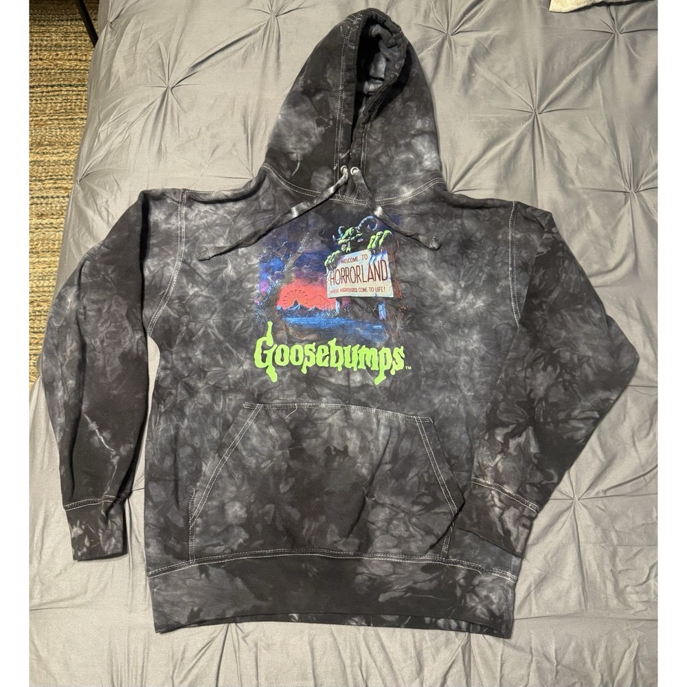 VTG 90s Goosebumps HorrorLand Halloween Tie-Dye Pullover Hoodie Men's Medium